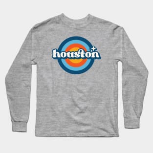 Vintage Houston Sunset Seal // Retro City Emblem for Houston, Texas Long Sleeve T-Shirt